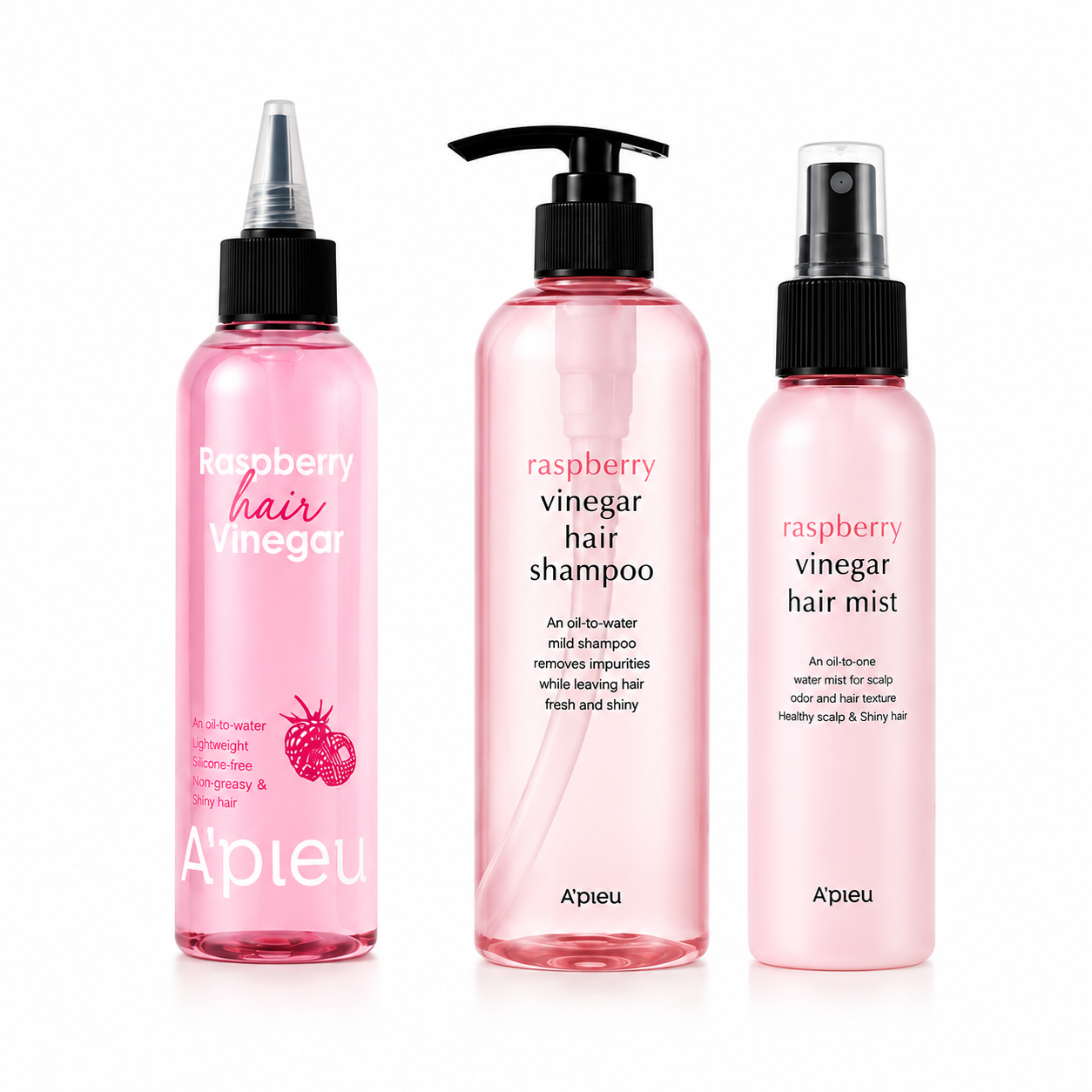 A'PIEU Raspberry Hair Care Set (3-Step Routine)