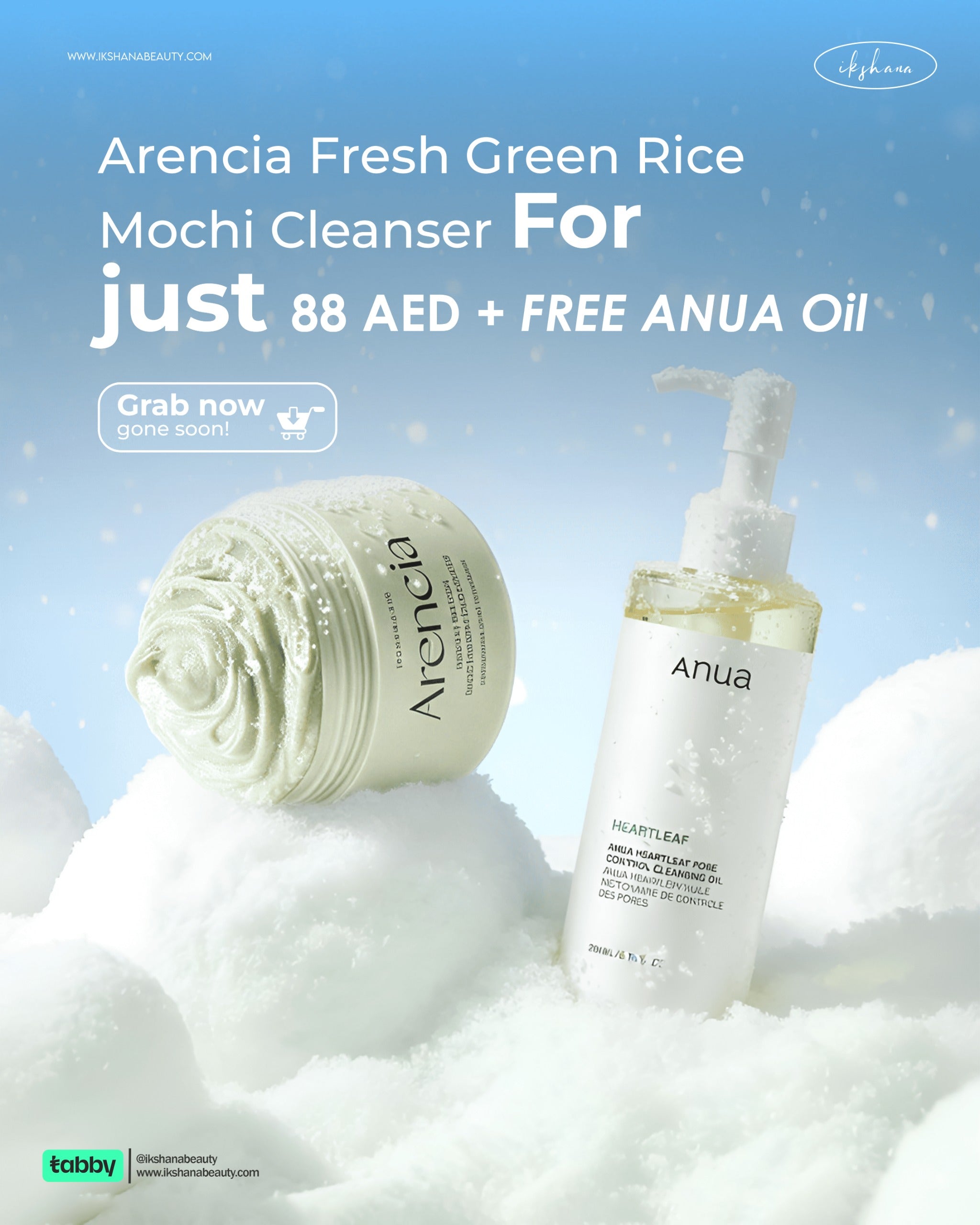 [ARENCIA] FRESH GREEN RICE MOCHI CLEANSER 120G + FREE [ANUA] Heartleaf Pore Control Cleansing Oil 200ml