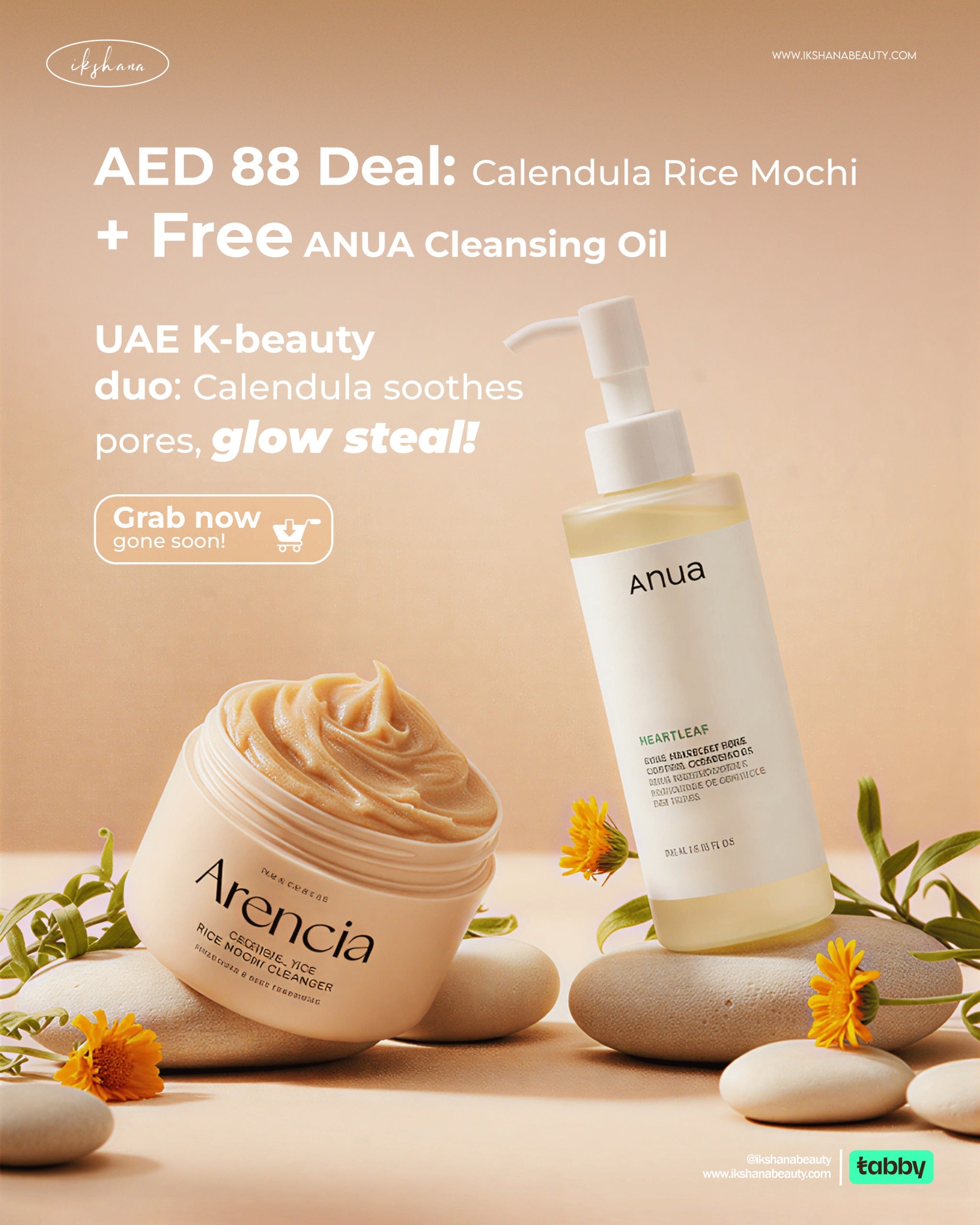 [ARENCIA] CALENDULA RICE MOCHI CLEANSER 120G + FREE [ANUA] Heartleaf Pore Control Cleansing Oil 200ml